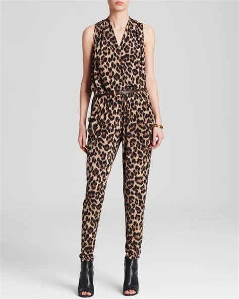 michael michael kors leopard print jumpsuit|Michael Kors embellished halter jumpsuit.